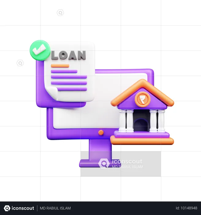 Online Bank Loan  3D Icon