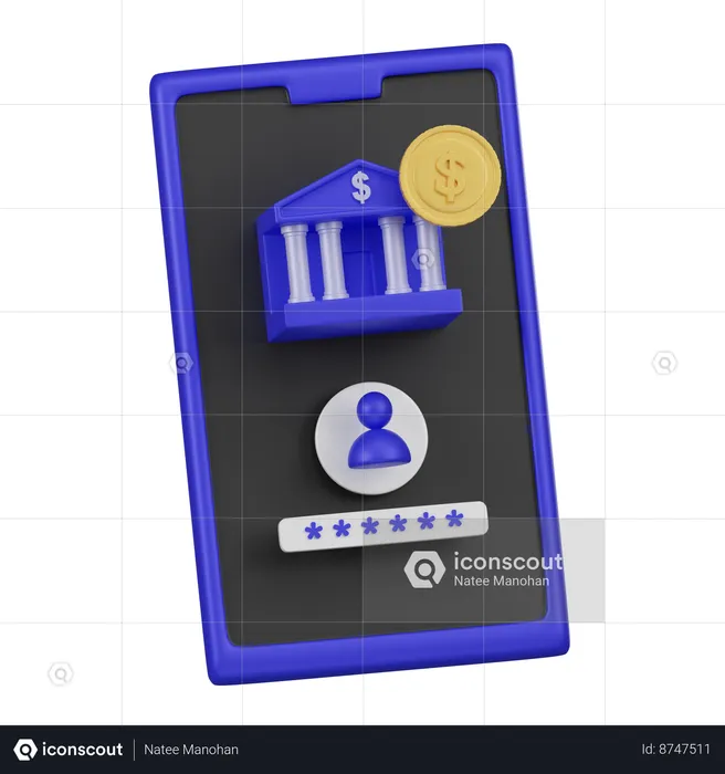 Online Banking App  3D Icon