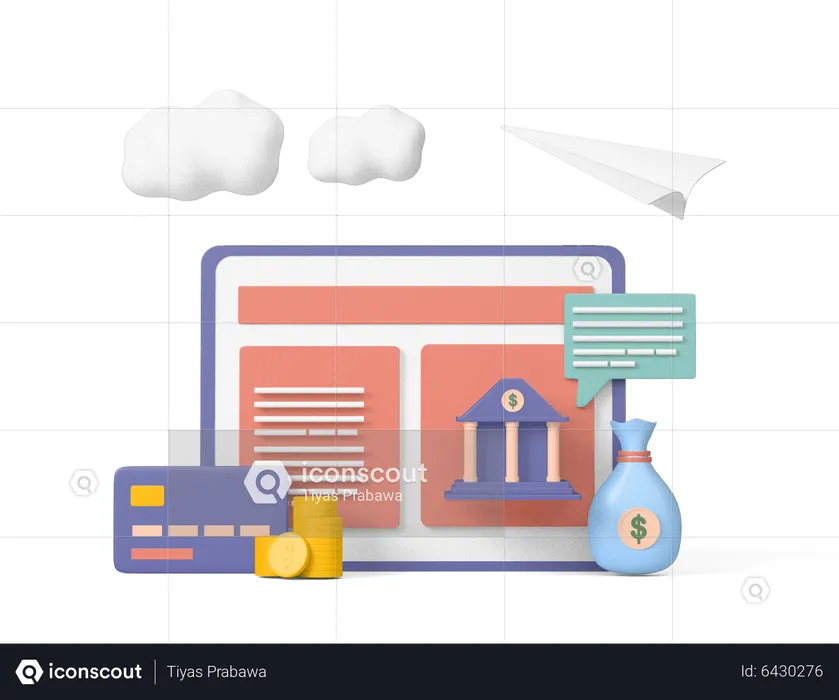 Online Banking Operation  3D Icon