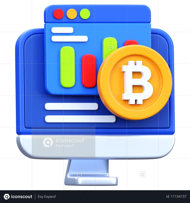 Online bitcoin  3D Icon