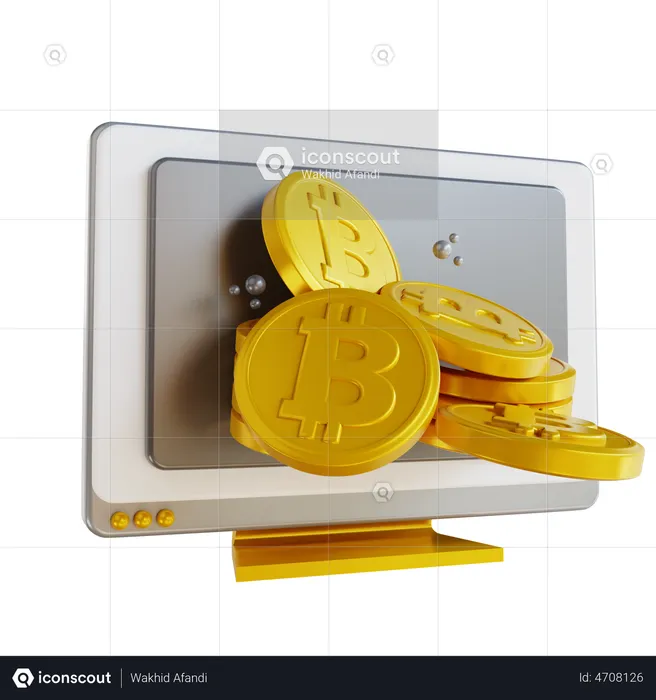 Online Bitcoin  3D Illustration