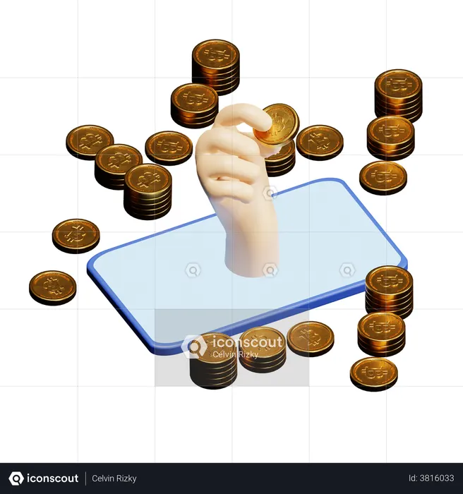 Online Bitcoin  3D Illustration