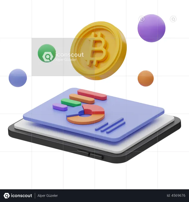 Online Bitcoin Analysis  3D Illustration