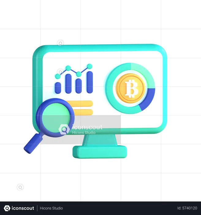 Online Bitcoin Analysis  3D Icon