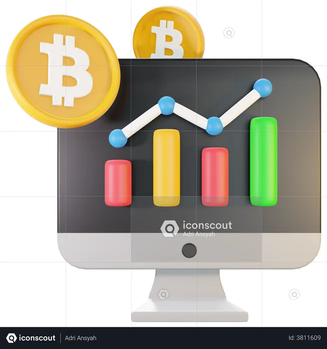 Online Bitcoin Analytics  3D Illustration