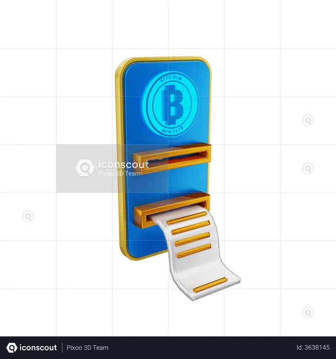 Online Bitcoin Bill  3D Illustration