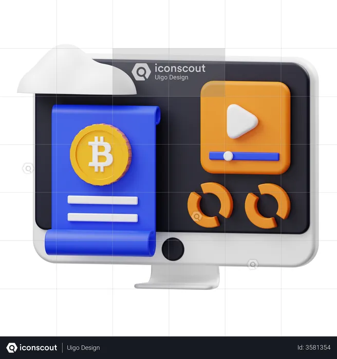 Online Bitcoin Bill  3D Illustration