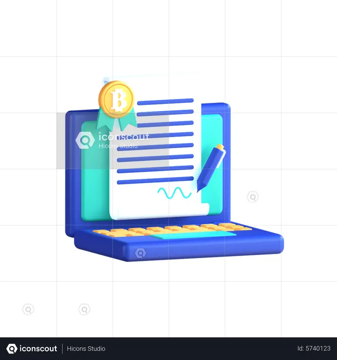 Online Bitcoin Contract  3D Icon