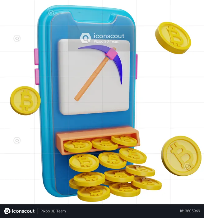 Online Bitcoin Mining  3D Illustration
