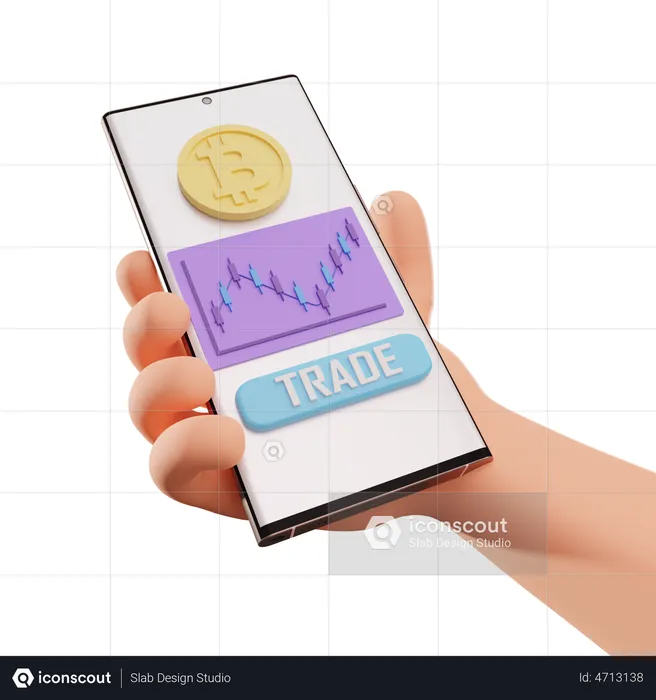 Online Bitcoin Trading  3D Illustration