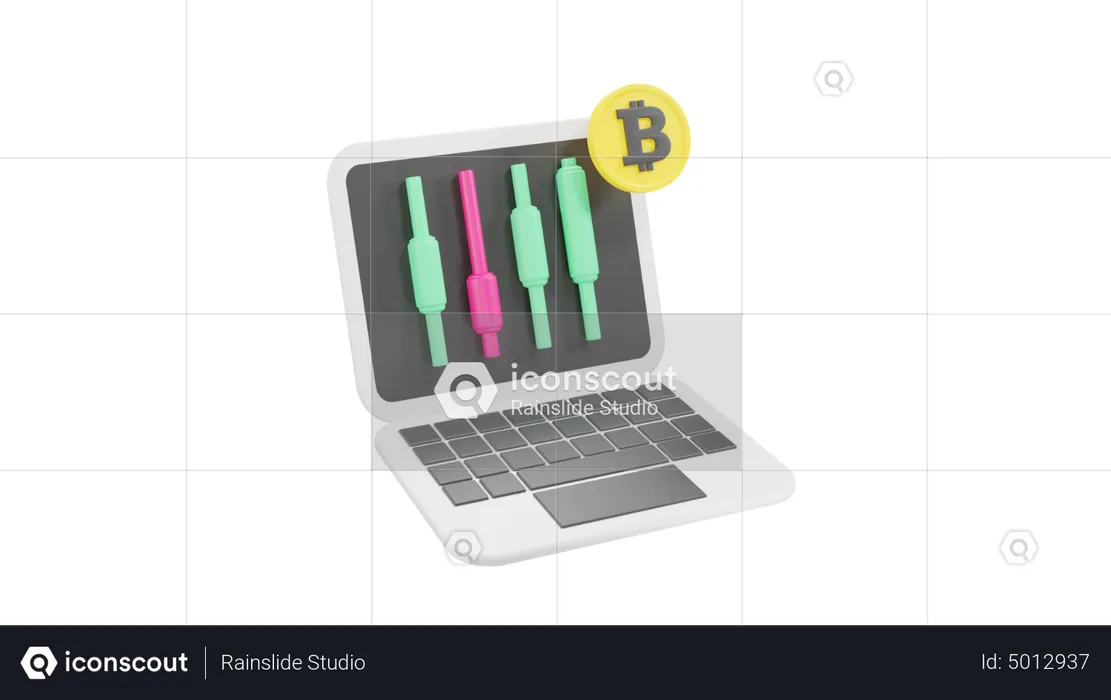 Online Bitcoin Trading  3D Icon