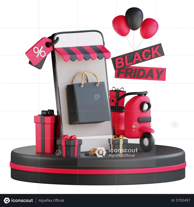 Online black friday shopping  3D Illustration