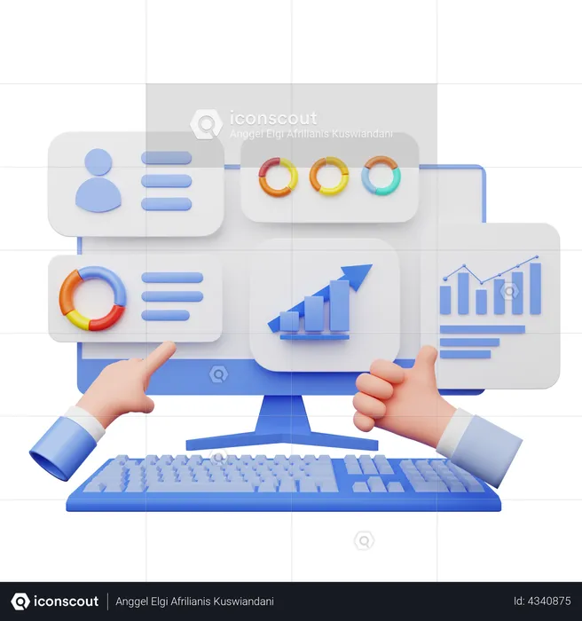 Online business analysis  3D Illustration