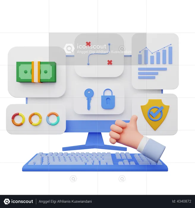 Online business data security  3D Illustration