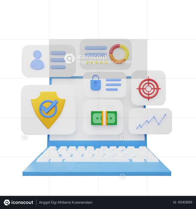 Online business data security  3D Illustration