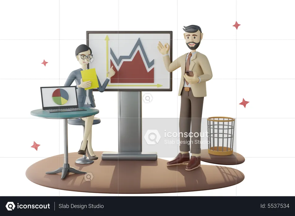 Online business growth presentation  3D Illustration