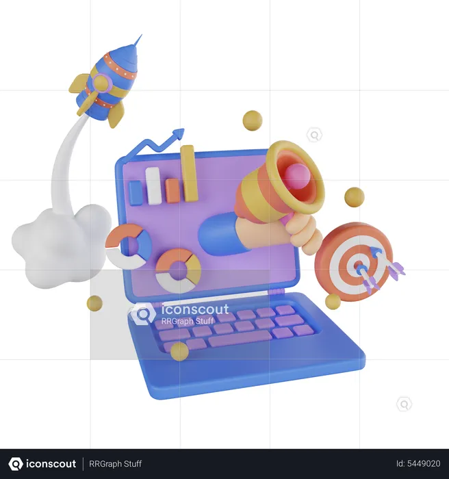 Online-Business-Marketing  3D Illustration