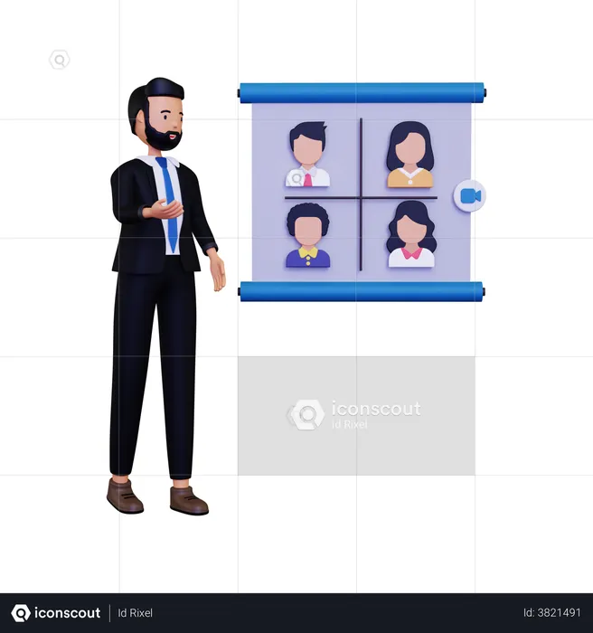 Online business meeting  3D Illustration