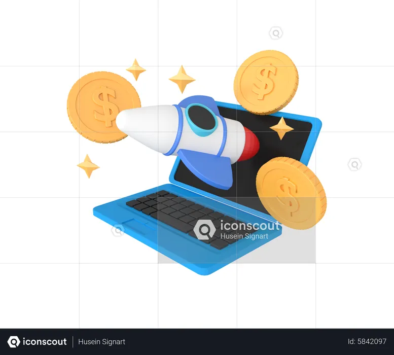 Online-Geschäftsgründung  3D Illustration