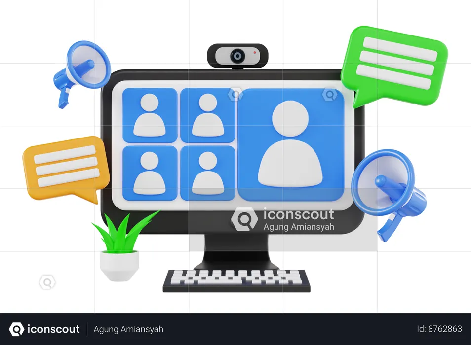 Online Business Video Meeting  3D Illustration