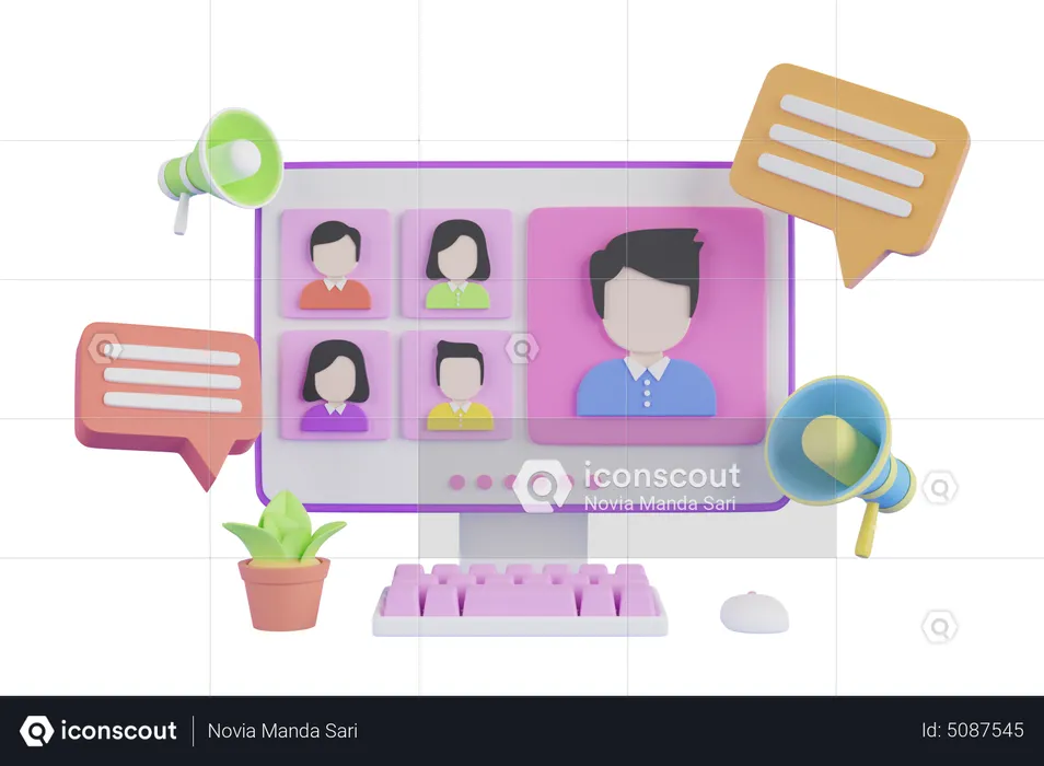 Online business video meeting  3D Illustration