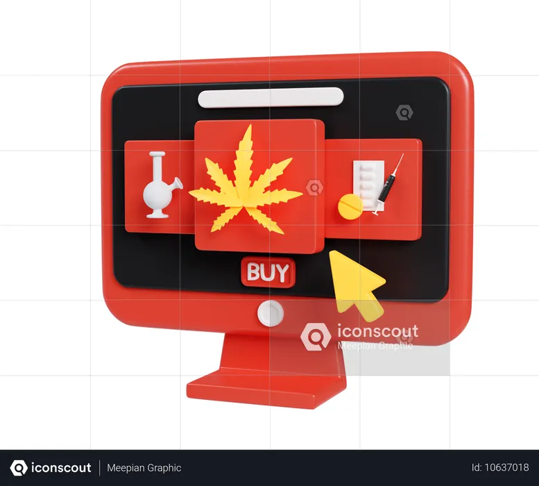 Online Cannabis  3D Icon