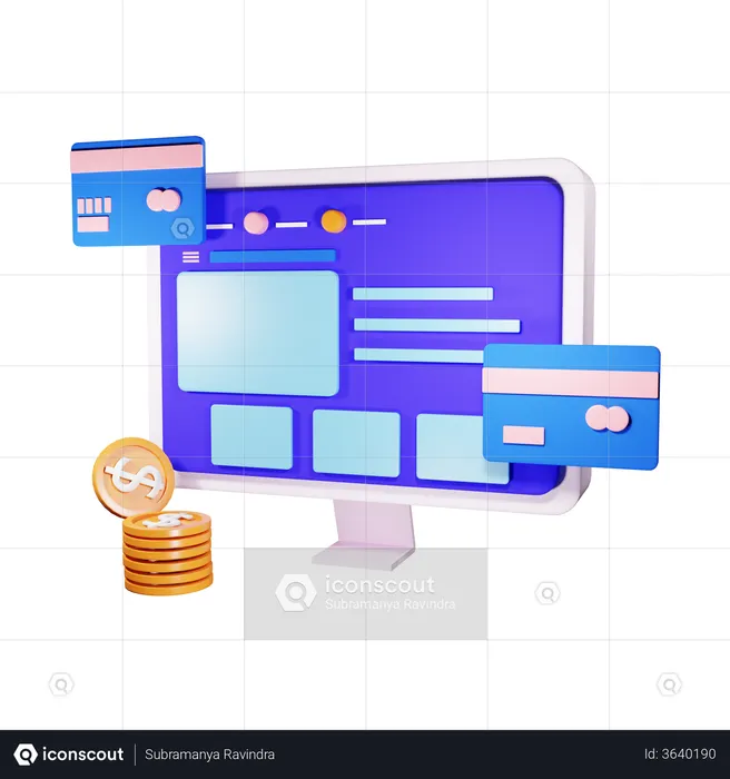 Online Card Payment  3D Illustration