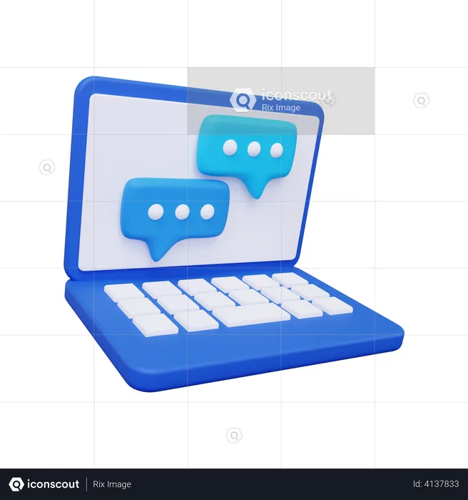 Online chatting on laptop  3D Illustration