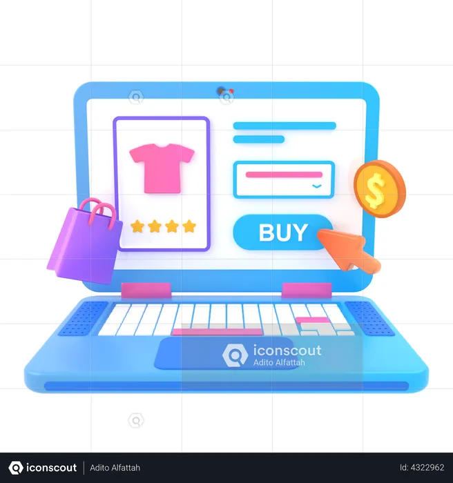 Online clothe shopping  3D Illustration