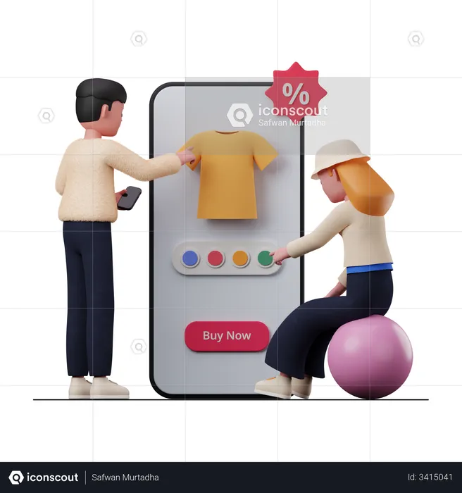 Online clothes shopping  3D Illustration