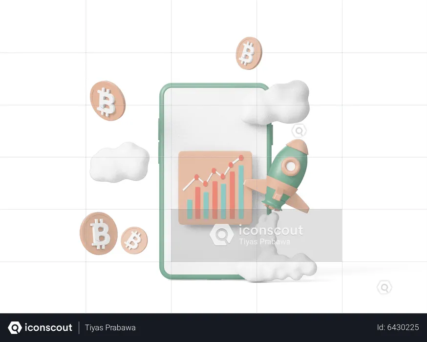 Online Crypto Startup  3D Icon