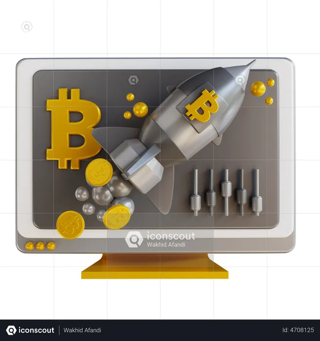 Online Crypto Startup And Chart  3D Illustration