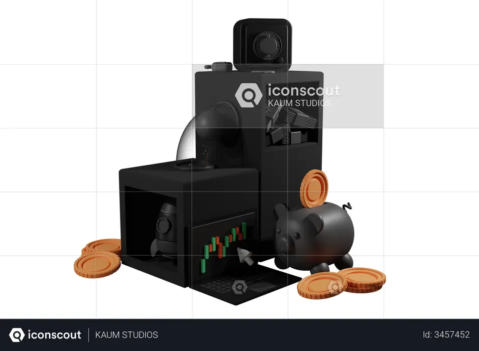 Online Crypto Stocks Market  3D Icon