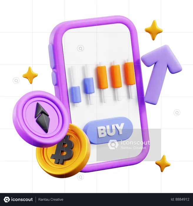 Online crypto trading  3D Icon