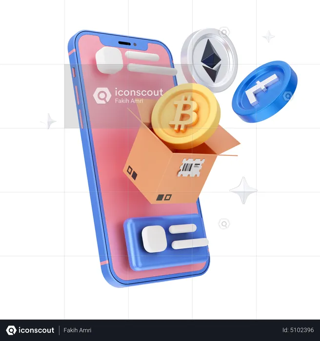 Online Cryptocurrency  3D Icon