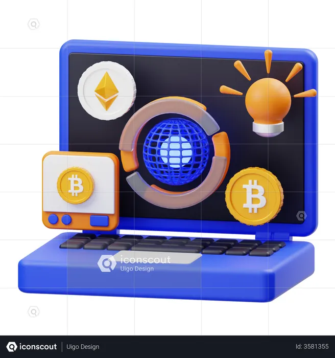 Online Cryptocurrency Trading  3D Illustration
