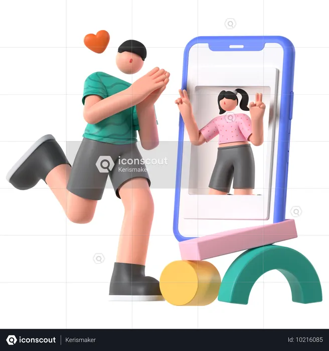 Online Dating App  3D Illustration