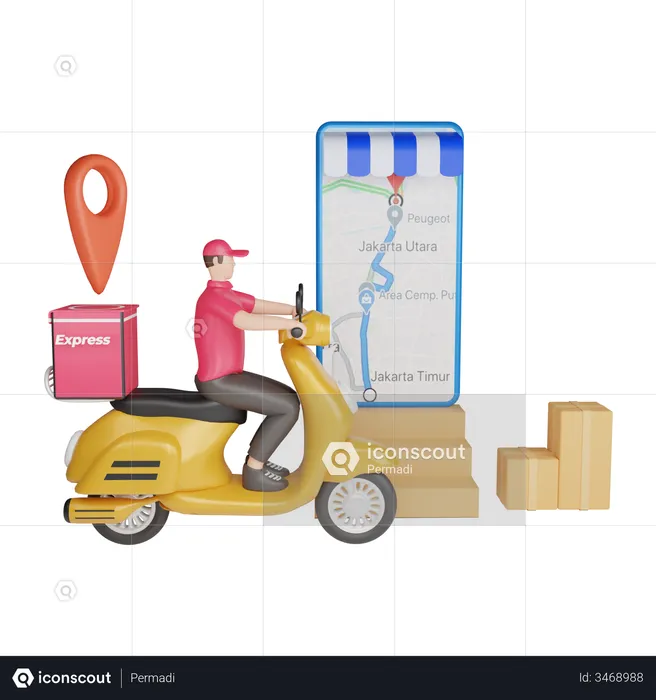 Online Delivery location tracking  3D Illustration