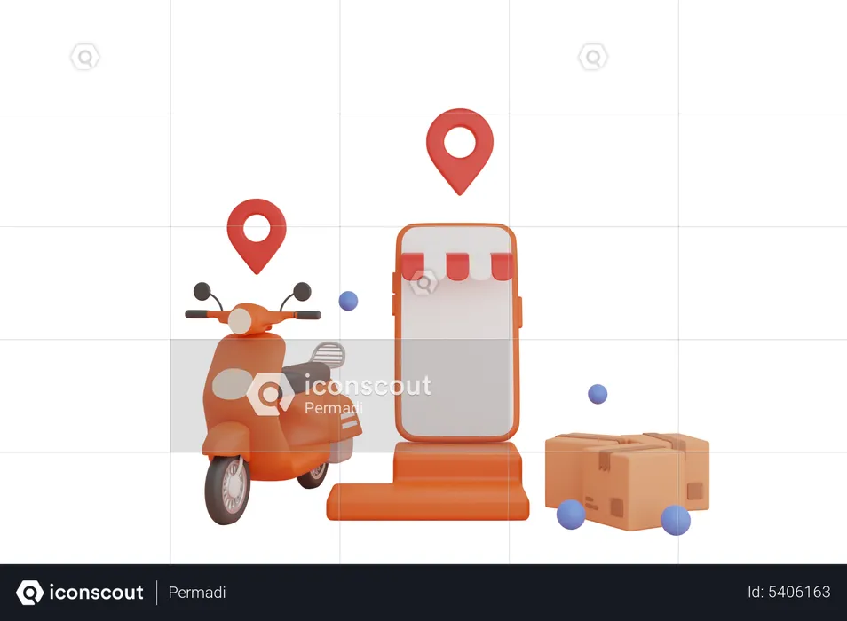 Online Delivery location tracking  3D Illustration
