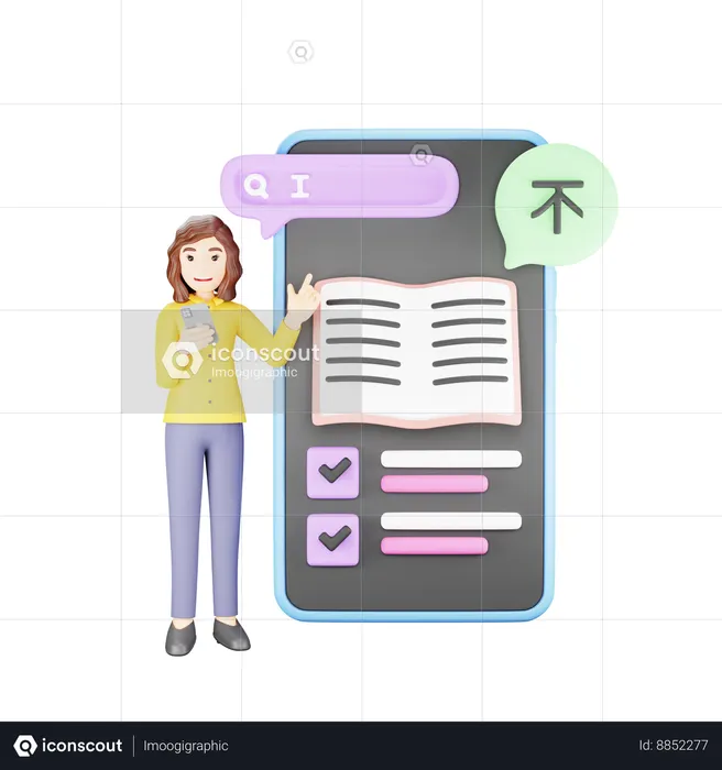 Online dictionary application  3D Illustration