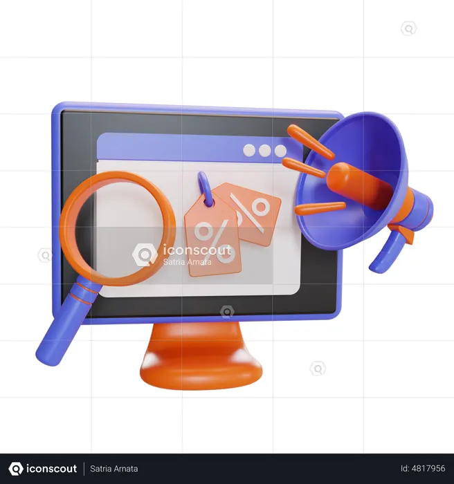 Online Discount Announcement  3D Icon