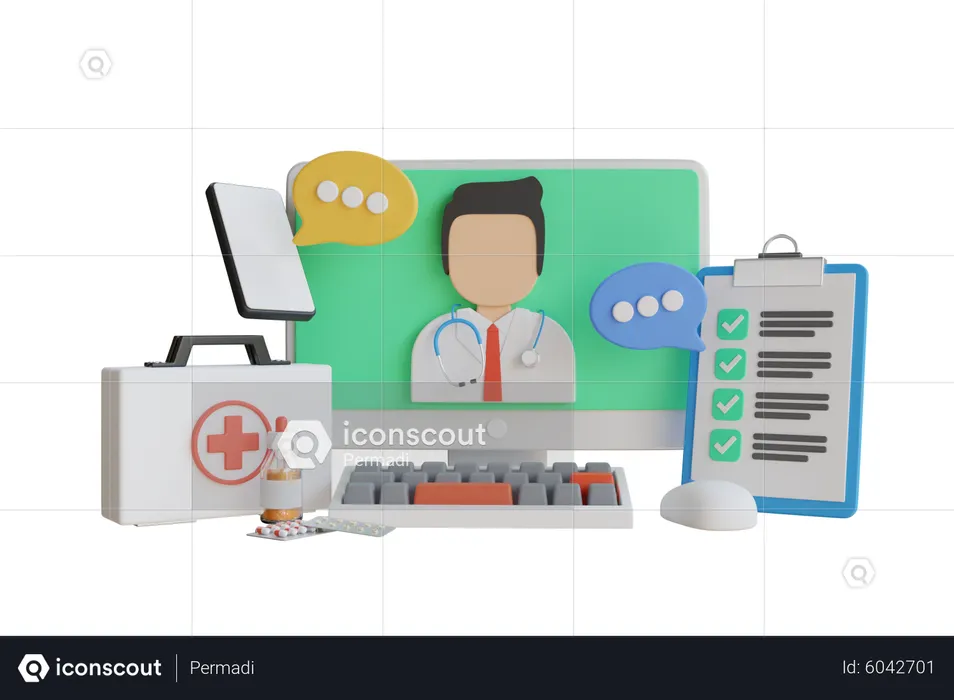 Online Doctor Consultant  3D Icon