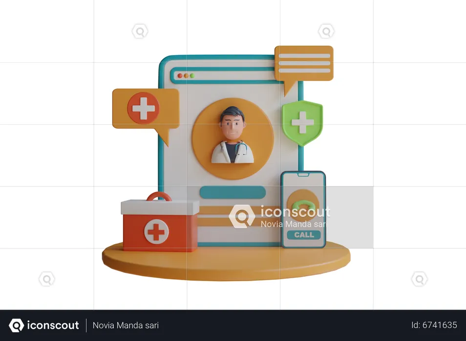 Online Doctor Consultation  3D Illustration