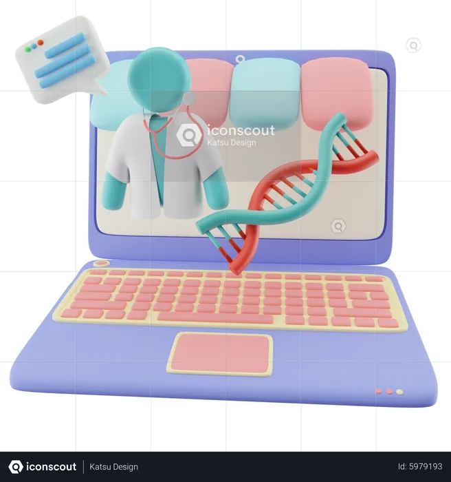 Online Doctor with DNA  3D Illustration
