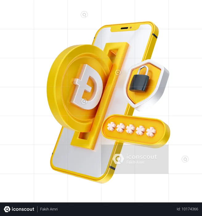 Segurança dogecoin online  3D Icon