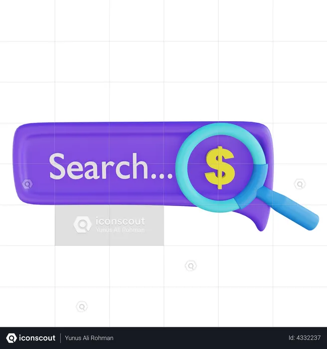 Online Dollar Searching  3D Illustration