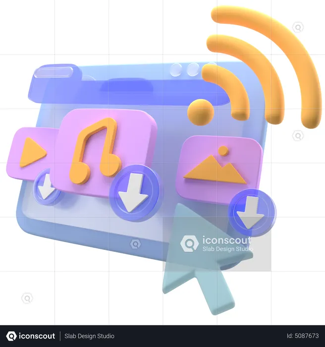 Online Download Media  3D Icon