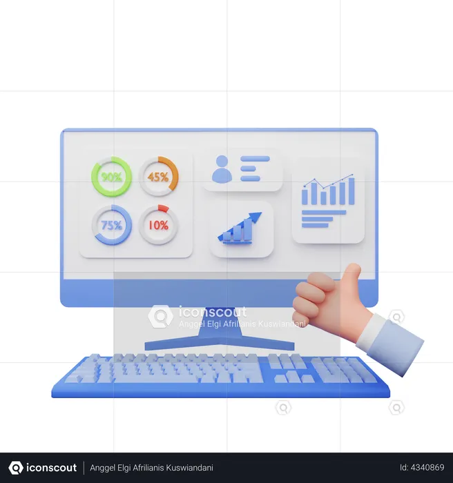 Online employee performance analysis  3D Illustration