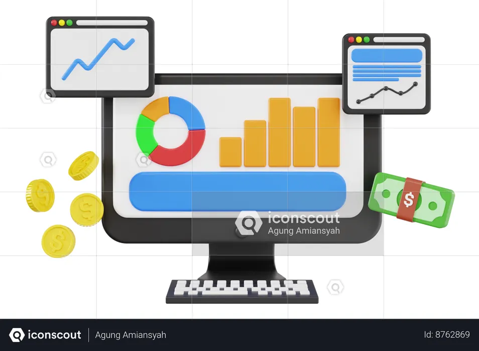 Online Financial Analytics  3D Illustration