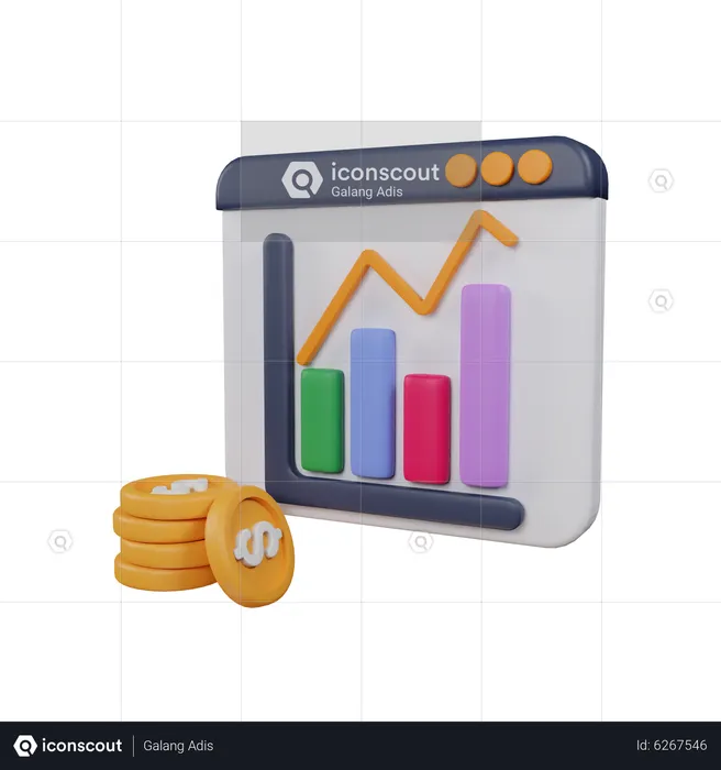 Online Financial Growth Chart  3D Icon